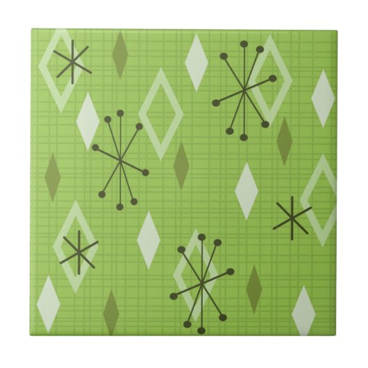 Mid Century Modern Diamonds Chartreuse Tegeltje (Voorkant)