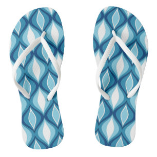 Mid-Century Modern Diamonds, Denim Blues Teenslippers