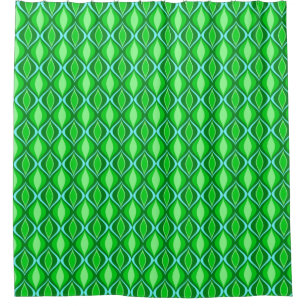Mid-Century Modern Diamonds, Emerald Green Douchegordijn