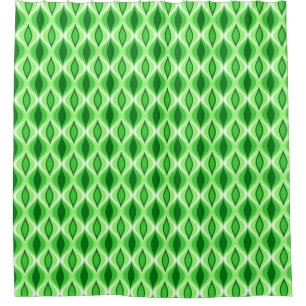 Mid-Century Modern Diamonds, Emerald & Lime Green Douchegordijn