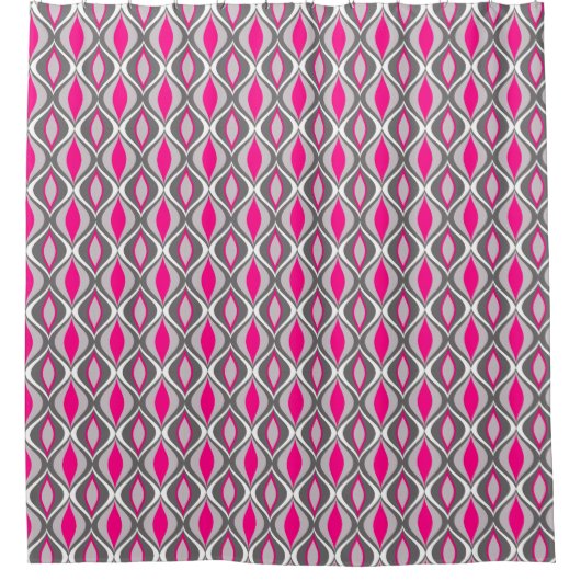 Mid-Century Modern Diamonds, Fuchsia en Grey Douchegordijn (Voorkant)