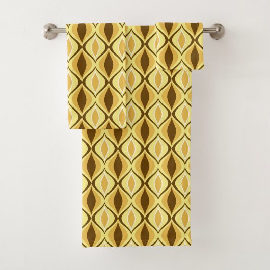 Mid-Century Modern Diamonds, Mustard Gold  Bad Handdoek (Insitu)
