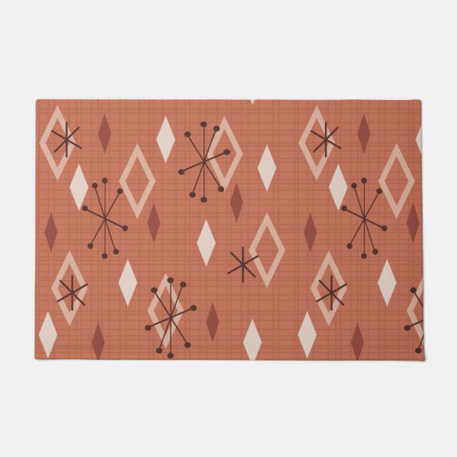 Mid Century Modern Diamonds Oranje Deurmat (Voorkant)