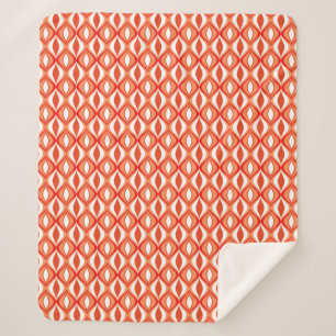 Mid-Century Modern Diamonds, Oranje en wit Sherpa Deken