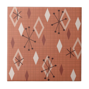 Mid Century Modern Diamonds Oranje Tegeltje