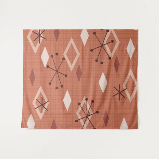 Mid Century Modern Diamonds Oranje Wandkleed (Voorkant (horizontaal))