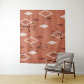 Mid Century Modern Diamonds Oranje Wandkleed (In situ)