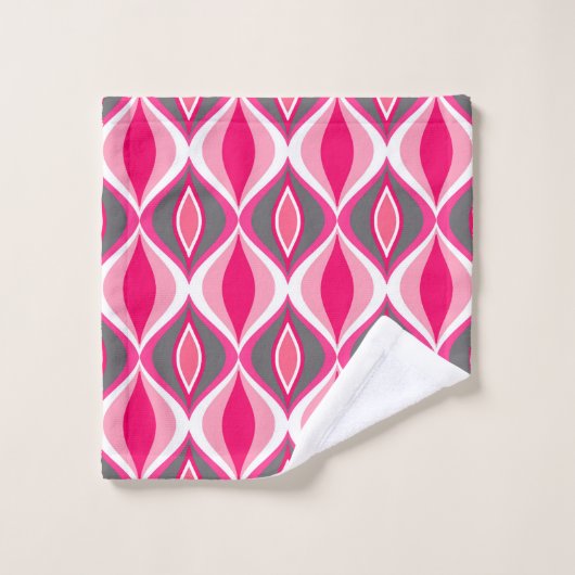 Mid-Century Modern Diamonds, Roze, Fuchsia en Gray Bad Handdoek (Wasdoekje)