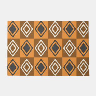 Mid Century Modern Diamonds Sinaasappel Bruin Deurmat