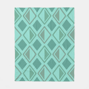 Mid Century Modern Diamonds Turquoise Fleece Deken