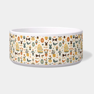 Mid‑Century Modern Easter Pet Bowl | Retro Bunny Voerbakje