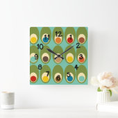 Mid-Century Modern Eggs Square Wall Clock Vierkante Klok (Huis)