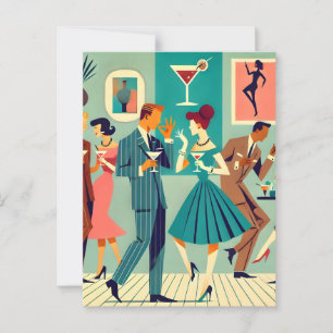Mid Century Modern Feest De Martini Dans Briefkaart