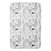 Mid-Century Modern Fish Art Black White Badmat (Voorkant Verticaal)