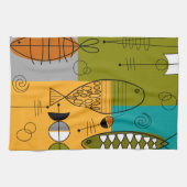 Mid-Century Modern Fish Whimsical Abstract Theedoek (Horizontaal)