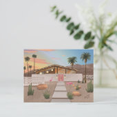 Mid Century Modern Flamingo House Blank Briefkaart (Staand voorkant)