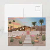 Mid Century Modern Flamingo House Briefkaart (Voorkant / Achterkant)