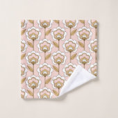 Mid-Century Modern Floral Pattern Bad Handdoek (Wasdoekje)