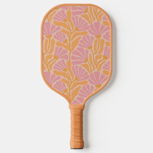 Mid Century Modern Floral Pattern Pickleball Paddle (Voorkant)