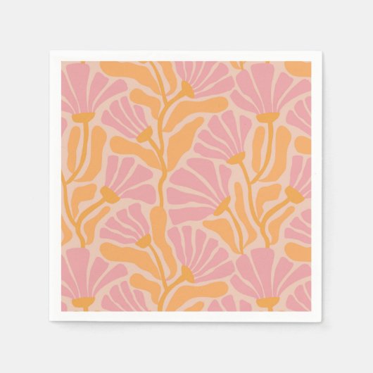 Mid Century Modern Floral Pattern Servet (Voorkant)