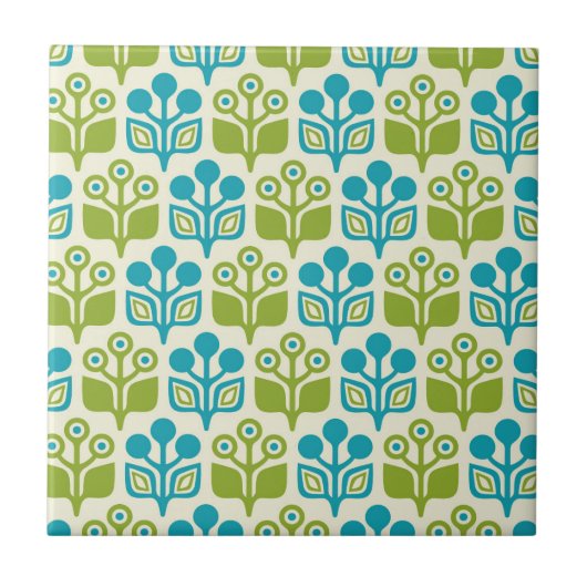 Mid Century Modern Floral Pattern Tegeltje (Voorkant)