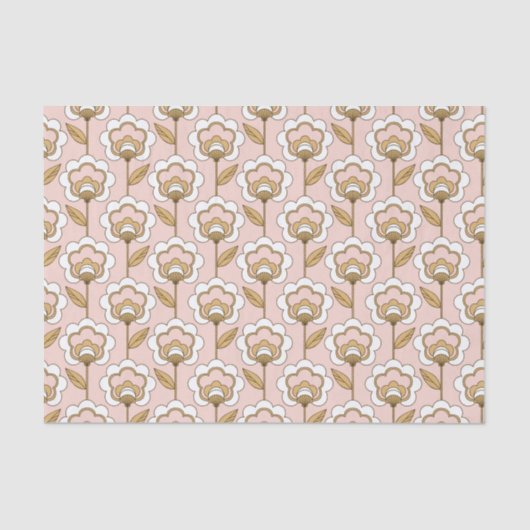 Mid-Century Modern Floral Pattern Tissuepapier (Voorkant)