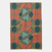 Mid Century Modern Flower Diamond Green Theedoek (Verticaal)