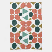 Mid Century Modern Flower Diamond Pattern Theedoek (Verticaal)