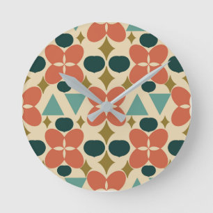 Mid Century Modern Flower Diamond Yellow Ronde Klok