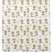 Mid Century Modern Geel Bloempatroon Douchegordijn (Voorkant)