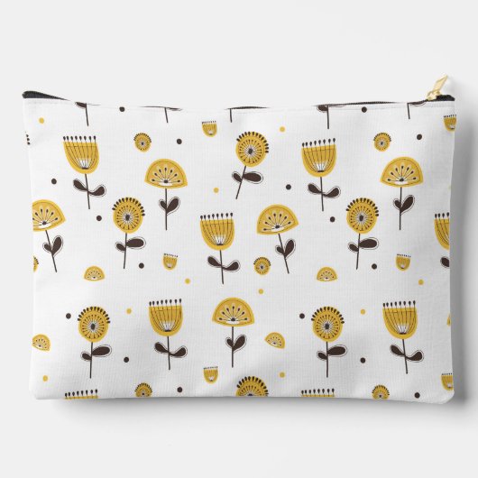 Mid Century Modern Geel Bloempatroon Etui (Achterkant)