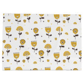 Mid Century Modern Geel Bloempatroon Groot Cadeauzakje (Achterkant)