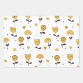 Mid Century Modern Geel Bloempatroon Inpakpapier Vel (Voorkant)