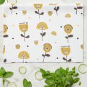 Mid Century Modern Geel Bloempatroon Theedoek (Gevouwen)