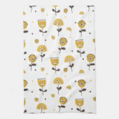 Mid Century Modern Geel Bloempatroon Theedoek (Verticaal)