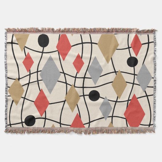 Mid Century Modern Geometric Abstract Deken (Voorkant)