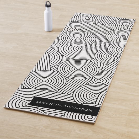 Mid Century Modern Geometric Arch Black White Yogamat (In situ)