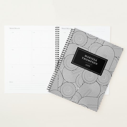 Mid Century Modern Geometric Black White Planner (Display)