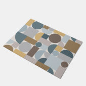 Mid Century Modern Geometric Blue Gold Deurmat (Schuin)