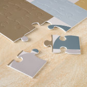 Mid Century Modern Geometric Blue Gold Legpuzzel (Zijkant)