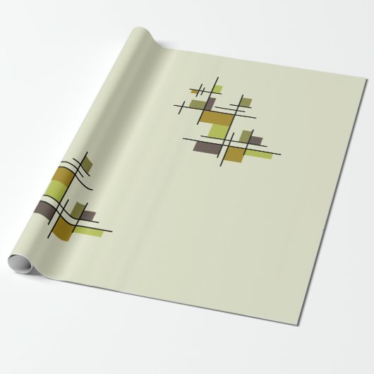 Mid Century Modern Geometric Chartreuse Cadeaupapier (Uitgerold)