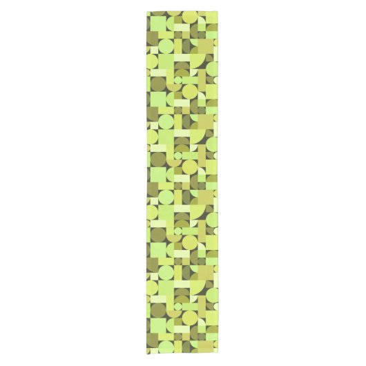 Mid Century Modern Geometric Chartreuse Korte Tafelloper (Voorkant)