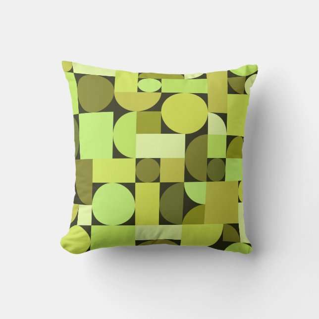Mid Century Modern Geometric Chartreuse Kussen (Voorkant)