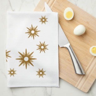 Mid-Century modern Geometric Gold Starburst Design Theedoek