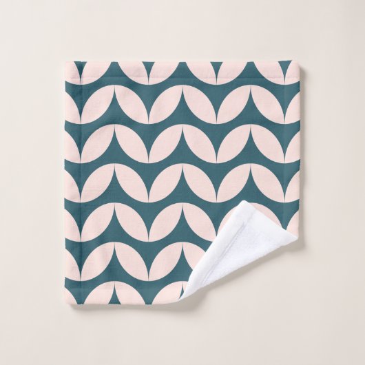 Mid Century Modern Geometric Pattern in Blauwgroen Bad Handdoek (Wasdoekje)