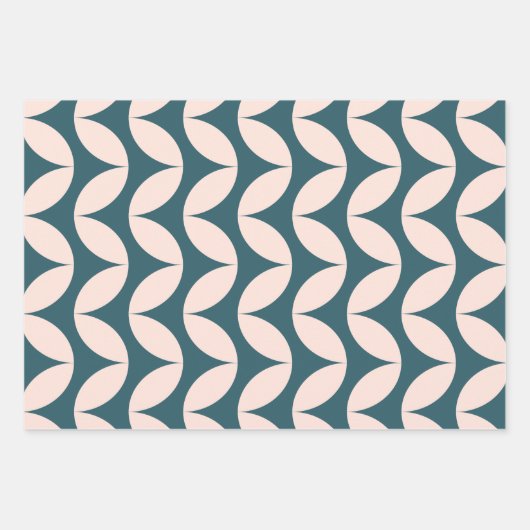 Mid Century Modern Geometric Pattern in Blauwgroen Inpakpapier Vel (Voorkant 2)
