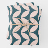 Mid Century Modern Geometric Pattern in Blauwgroen Inpakpapier Vel (In situ)