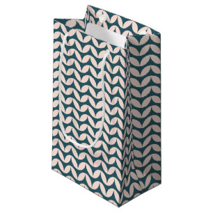 Mid Century Modern Geometric Pattern in Blauwgroen Klein Cadeauzakje