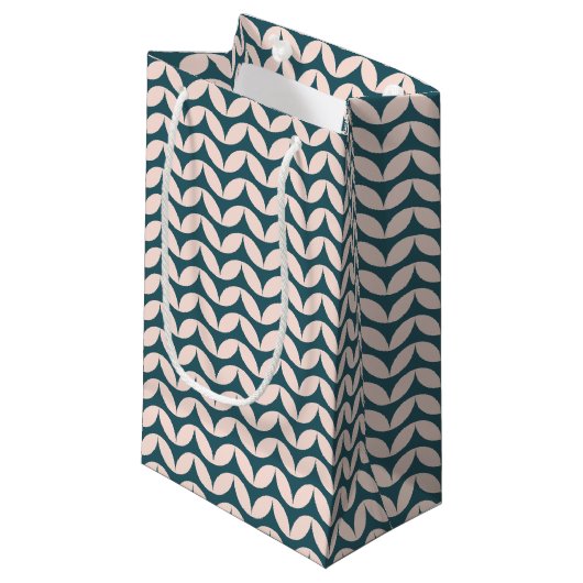 Mid Century Modern Geometric Pattern in Blauwgroen Klein Cadeauzakje (Voorkant Gekanteld)