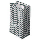 Mid Century Modern Geometric Pattern in Blauwgroen Klein Cadeauzakje (Achterkant Gekanteld)